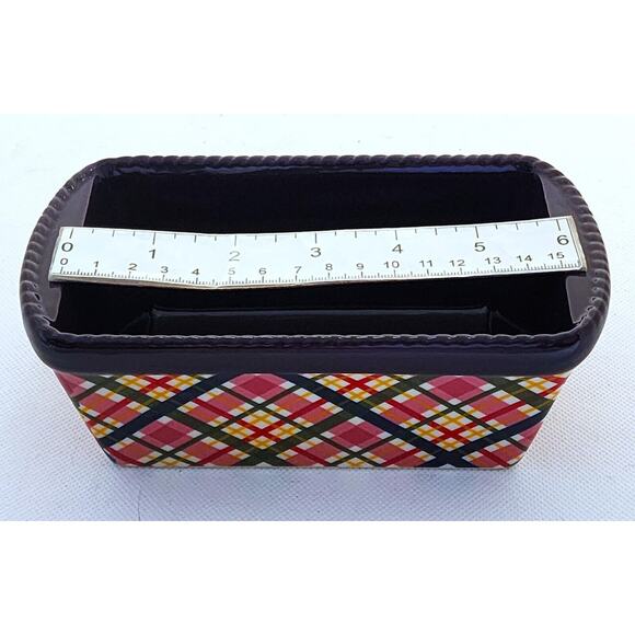 LOAF BAKING DISH-TEMP-TATIONS-Ceramic-Plum & Pink-Plaid-Holiday Theme-Small - Picture 5 of 8